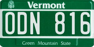 VT license plate ODN816