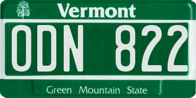 VT license plate ODN822