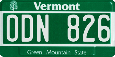 VT license plate ODN826