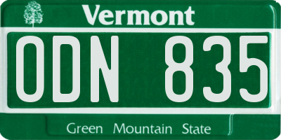 VT license plate ODN835