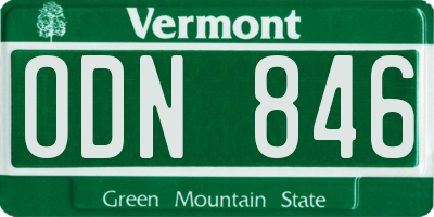 VT license plate ODN846