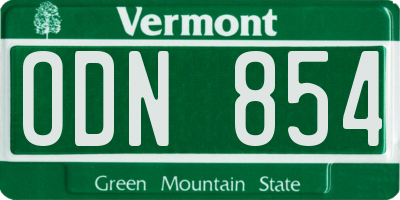 VT license plate ODN854