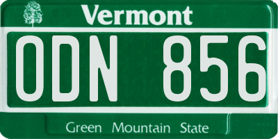 VT license plate ODN856