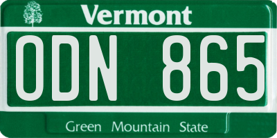 VT license plate ODN865