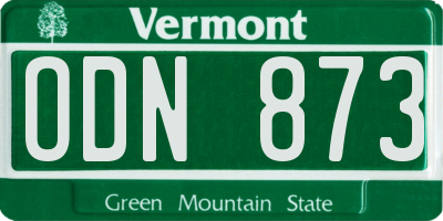 VT license plate ODN873
