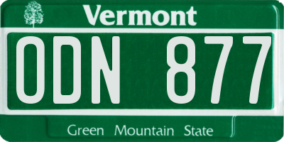 VT license plate ODN877