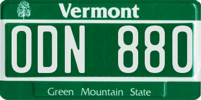 VT license plate ODN880