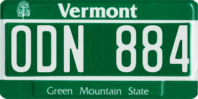 VT license plate ODN884
