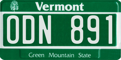 VT license plate ODN891
