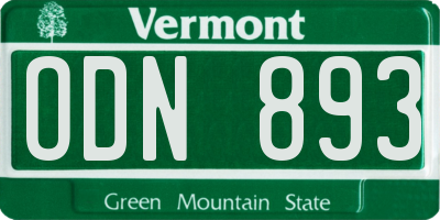 VT license plate ODN893