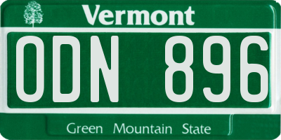 VT license plate ODN896