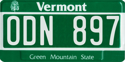 VT license plate ODN897
