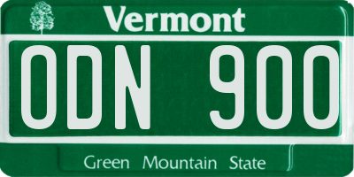 VT license plate ODN900