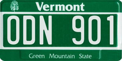 VT license plate ODN901