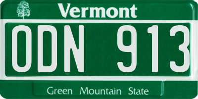 VT license plate ODN913