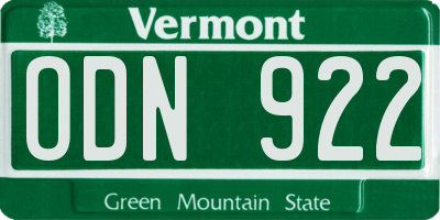VT license plate ODN922