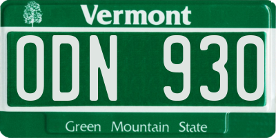 VT license plate ODN930