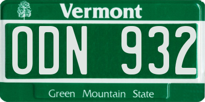 VT license plate ODN932