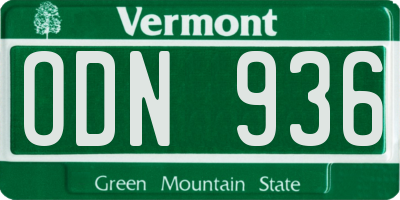 VT license plate ODN936