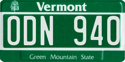 VT license plate ODN940