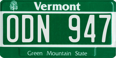 VT license plate ODN947