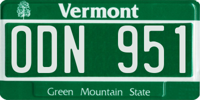 VT license plate ODN951