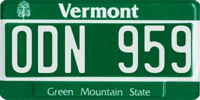 VT license plate ODN959