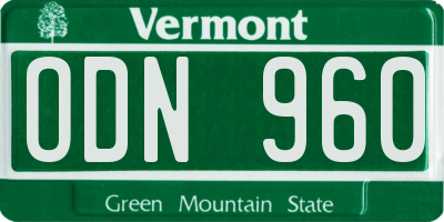 VT license plate ODN960