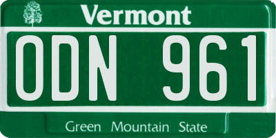 VT license plate ODN961