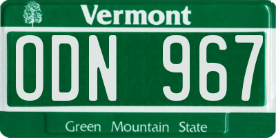 VT license plate ODN967