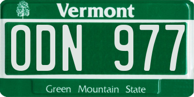 VT license plate ODN977