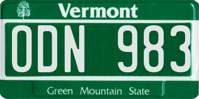 VT license plate ODN983