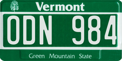 VT license plate ODN984