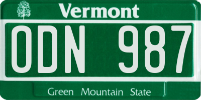 VT license plate ODN987