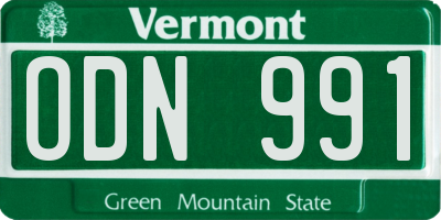 VT license plate ODN991