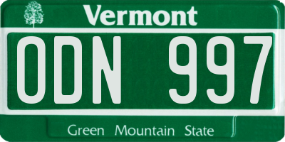 VT license plate ODN997