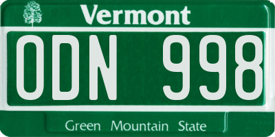 VT license plate ODN998