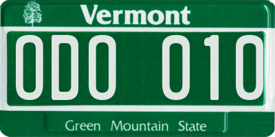 VT license plate ODO010