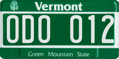 VT license plate ODO012