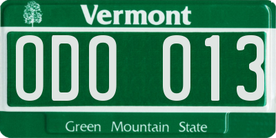 VT license plate ODO013