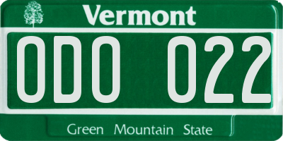 VT license plate ODO022