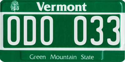 VT license plate ODO033