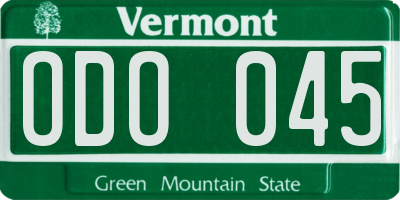 VT license plate ODO045
