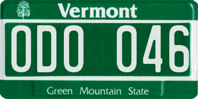 VT license plate ODO046