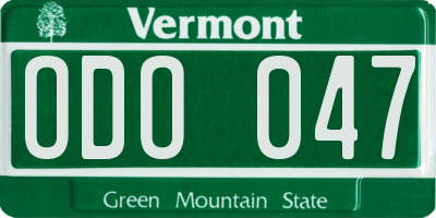 VT license plate ODO047