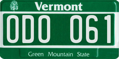 VT license plate ODO061