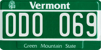 VT license plate ODO069