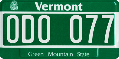 VT license plate ODO077