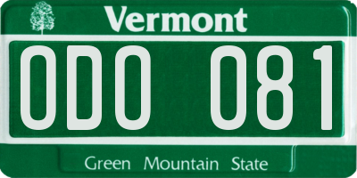 VT license plate ODO081