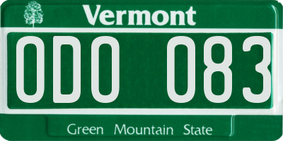 VT license plate ODO083